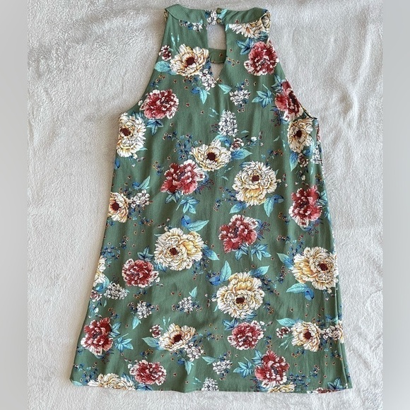 AS U Wish Womens Crepe green Floral Print Casual Dress size S - Picture 2 of 10